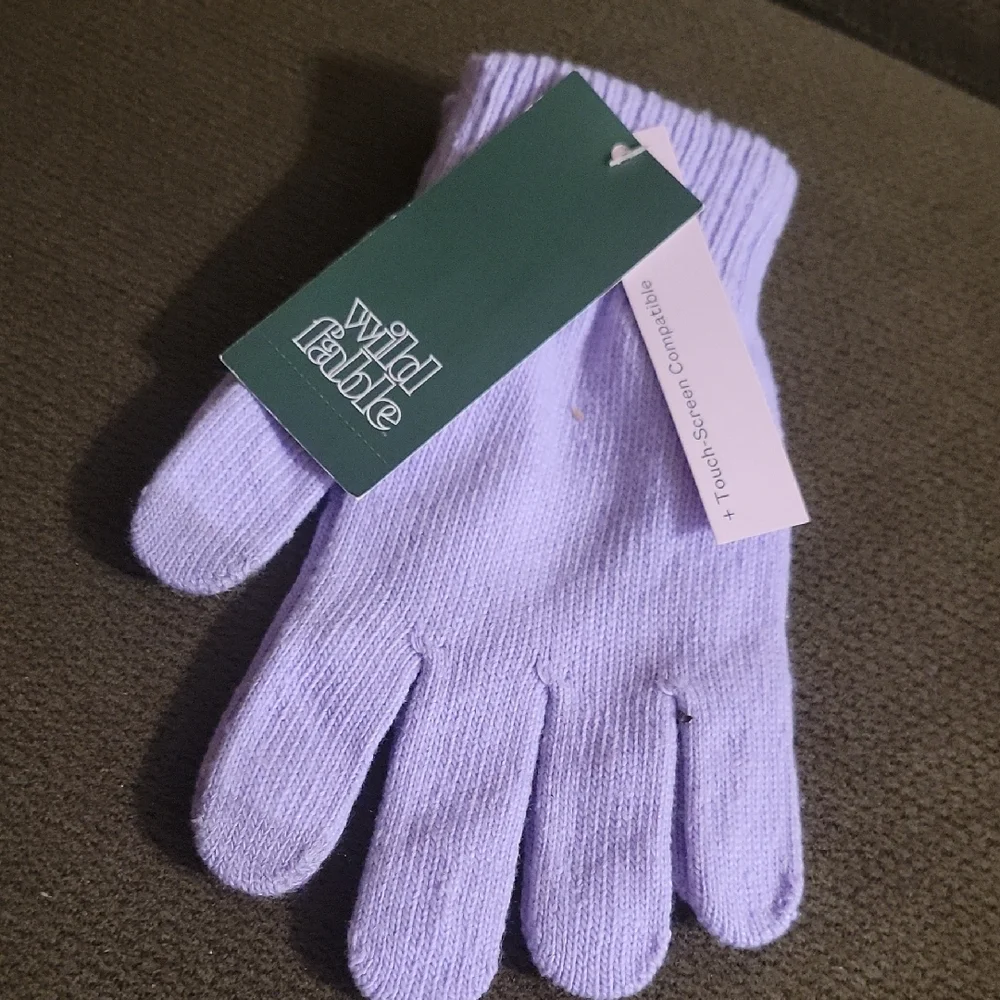 Two Pairs of Gloves Universal Thread Black Knit Gloves & Wild Fable Purple Sizes